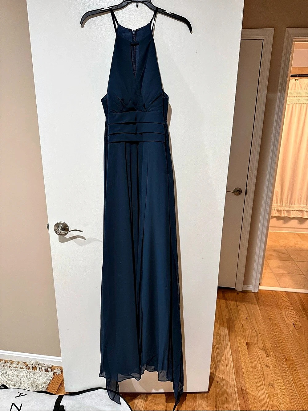 Azazie Maxi Dress in Navy Blue Size 10